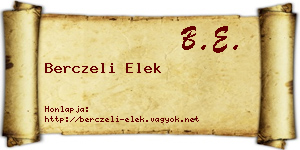 Berczeli Elek névjegykártya